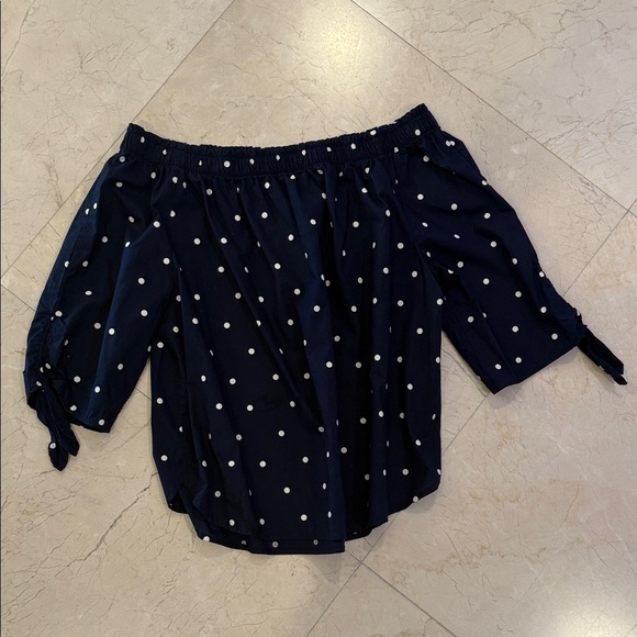 H&M Tops - H&M Dark Blue Blouse with White Dots